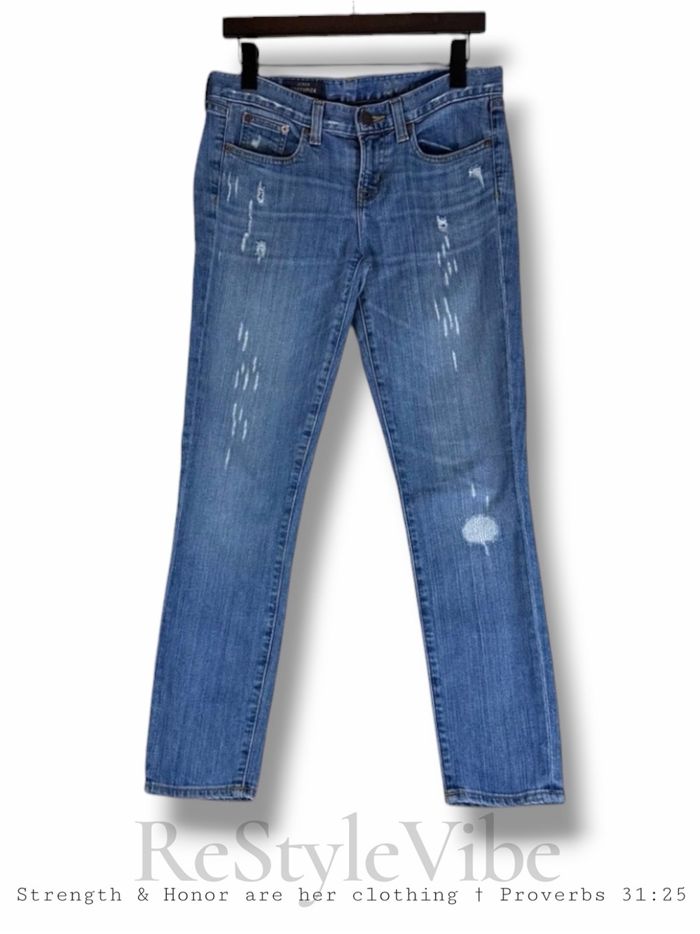 J CREW Women’s Size 27 Denim Jeans Toothpick Ankle Fit Stretch Low Rise Style